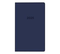 Idena 11152 - Agenda de poche 2025, calendrier leporello format 8,7 x 15,3 cm, 1 mois sur 2 pages, agenda avec couverture souple bleue et carnet d'adresses