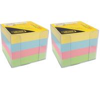 Idena 11183 - Boîte à notes, transparent, 9 x 9 x 8 cm, incl. bloc de 700 feuilles, papier FSC-Mix en 4 couleurs (Lot de 2)