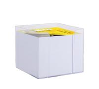 Idena 11184 - Boîte à fiches, transparent, 9 x 9 x 8 cm, incl. 700 feuilles de papier, papier FSC-Mix en blanc