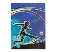 Idena 11189-Porte-documents Motif Football, Documents en Carton Robuste, Porte-courrier avec Rabats intérieurs et Fermeture élastique, 11189, Blue, DIN A3