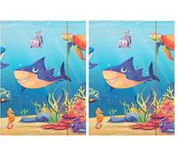 Idena 11193 - Chemise A3 avec Motif d'animaux Marins, Porte-Documents en Carton Robuste, Chemise pour courrier avec Rabats intérieurs et Fermeture élastique (Lot de 2)