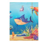 Idena 11193-Chemise A3 avec Motif d'animaux Marins, Porte-Documents en Carton Robuste, Chemise pour courrier avec Rabats intérieurs et Fermeture élastique, 11193, Blue, DIN A7