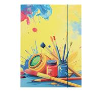 Idena 11194 - Chemise A3 avec Motif Artistique, Porte-Documents en Carton Robuste, Chemise pour courrier avec Rabats intérieurs et Fermeture élastique