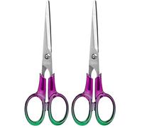 Idena 11358 - Ciseaux en acrylique, ciseaux de bureau avec poignée violette et verte, environ 16 cm, adaptés pour l'école et le bureau (Lot de 2)