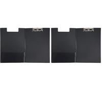 Idena 11375 - Porte-bloc pour DIN A4, format vertical, Clipboard recouvert de PVC noir, avec couvercle (Lot de 2)