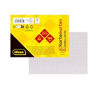 Idena 11385 Lot de 100 cartes, au format A6, quadrillées, en papier FSC Mix 180 g/m², blanches, pour l'école et le bureau