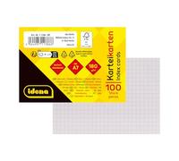 Idena 11386 - Lot de 100 cartes, au format A7, quadrillées, en papier FSC Mix 180 g/m², blanches, pour l'école et le bureau