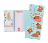 Idena 11558 Lot de bloc-notes avec liste de choses à faire et notes adhésives au design Capybara, avec fermeture magnétique, dimensions : 9 x 21 cm