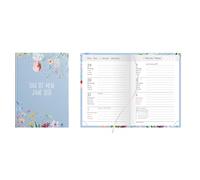 Idena 12042 Agenda de poche, format A7, 2026, 1 semaine sur 2 pages, avec couverture rigide, motif floral et ruban marque-page