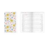Idena 12049 Agenda de poche 2026 au format 8,7 x 15,3 cm, 1 mois sur 2 pages, agenda avec couverture flexible avec motif floral et carnet d'adresses