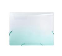 Idena 12108 - Porte-documents A4 en plastique, chemise à compartiments en blanc et pétrole avec 12 compartiments, chemise de tri avec élastique, étiquettes d'identification incluses