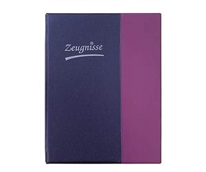 Idena 20104 - Classeur à anneaux pour bulletins scolaires, DIN A4, 10 pochettes, transparent, violet, avec mécanisme à 4 anneaux, 1 pièce