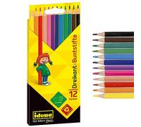 Idena 20134 - Crayons de Peinture en 12 Couleurs, Crayons de Couleur en Bois FSC en Forme de Triangle Ergonomique, emballés dans Un étui en Carton