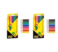 Idena 20134 - Crayons de Peinture en 12 Couleurs, Crayons de Couleur en Bois FSC en Forme de Triangle Ergonomique, emballés dans Un étui en Carton (Lot de 2)