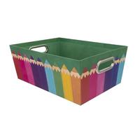 Idena 20140 - Boîte de rangement en carton rigide, panier de rangement avec poignées métalliques, env. 33 x 22,9 x 12,7 cm