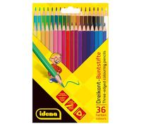 Idena 20161-Crayons triangulaires pour Peindre, Dessiner, écrire et colorier, 36 éclatantes, Crayons de Couleur en Forme de Triangle Ergonomique, Plastique, Mehrfarbig, ca. 20,5 x 13 x 1,5 cm