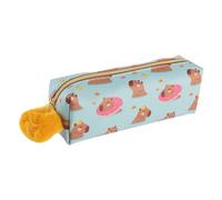 Idena 20221 - Étui à Crayons Fluffy Capybara avec Fermeture éclair à Pompon, Pochette à Crayons d'env. 20,5 x 6 x 7 cm en Bleu-Jaune