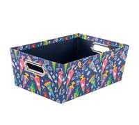 Idena 20223 - Boîte de Rangement en Carton Rigide, Motif Cartable d'école, Panier de Rangement avec poignées métalliques, env. 33 x 22,9 x 12,7 cm, Panier Cadeau pour la rentrée Scolaire