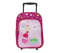 Idena 22047 - Chariot à dos avec 2 roues pour enfants, rose avec motif de princesse, comme valise à main, chariot d'école et sac à dos pour enfants, environ 40 x 28 x 17 cm