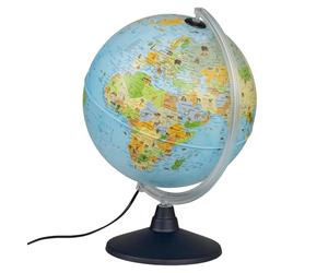 Idena 22059 - Globe lumineux avec illustrations d'animaux, avec éclairage LED et interrupteur marche/arrêt, diamètre env. 30 cm, image de carte politique (Version Allemande)