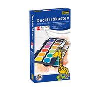 Idena 22064 - Boîte de peinture opaque avec 24 couleurs et 1 tube de blanc opaque, idéal pour la maternelle, l'école et la maison