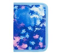 Idena 22085 - Porte-Plume avec Fermeture éclair et Rabat intérieur, Design Fleurs, Trousse remplie de 27 pièces
