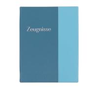 Idena 22089 - Pochette pour bulletins scolaires avec 10 pochettes transparentes, pochette pour documents A4, classeur à anneaux bleu pastel, pochette pour bulletins scolaires, documents et bien