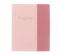 Idena 22091 - Pochette pour bulletins scolaires avec 12 pochettes transparentes, pochette pour documents A4, classeur à anneaux rose pastel, pochette pour bulletins scolaires, documents et bien