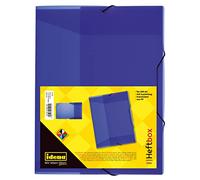 Idena 225402 - Boîte à classeurs pour DIN A4 avec élastique, en PP, hauteur de remplissage 3,5 cm, bleu translucide, 1 pièce