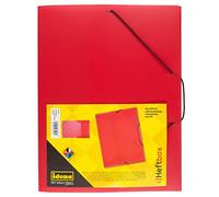 Idena 225405 - Boîte à classeurs pour DIN A4 avec élastique, en PP, hauteur de remplissage 3,5 cm, rouge translucide, 1 pièce