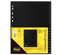 Idena 302022 - Intercalaires A - Z, pour DIN A4, en plastique, 20 pièces, pleine couverture, noir, 1 pièce