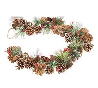 Idena 30224 - Guirlande de Noël à LEDs avec 10 LEDs et pommes de pin, en blanc chaud, fonction minuterie 6 heures, fonctionne sur piles, comme décoration pour Noël et le temps de l'Avent