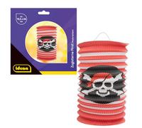 Idena 30424-Lanterne Pirate, Environ 15,5 x 26 cm-Lanterne en Papier Rouge et Blanc avec Drapeau Enfants-pour Saint Martin et fête Lumineuse, 30424