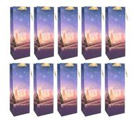 Idena 30493-10 - Sacs pour bouteilles Joyeux Noël, 10 pièces, sacs cadeaux de taille 12 x 36 x 9 cm, sacs en papier pour Noël