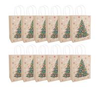 Idena 30505-12 - Pochette cadeau sapin de Noël, 12 pièces, pochettes cadeaux de taille 25 x 33 x 12 cm, pochettes en papier beige