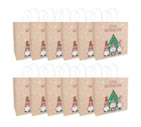 Idena 30512-12 - Pochettes cadeaux, 12 pièces, taille 28 x 28 x 15 cm, papier, lutin avec sapin de Noël