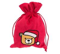 Idena 30531 - Sac en tissu - Environ 13 x 18 cm - Sac rouge avec motif d'ours - Sac de Noël avec cordon rouge