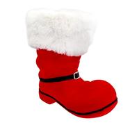 Idena 30537 - Botte de Saint-Nicolas env. 18,5 x 13 x 20 cm, Botte de Noël floquée Rouge avec Boucle et Garniture en Fourrure, comme décoration de Noël ou Emballage Cadeau