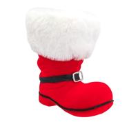Idena 30538 - Botte de Noël env. 13 x 9 x 14,5 cm, botte de Noël floquée rouge avec boucle et garniture en fourrure, comme décoration de Noël ou emballage cadeau