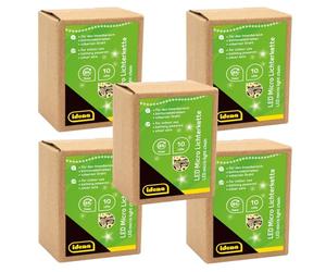 Idena 31114-5 - Micro guirlande lumineuse LED avec 10 LED en blanc chaud, 5 pièces, fonction minuterie 6 heures, fonctionne sur piles, 1,2 m de long chacune, décoration de fête, décoration de Noël