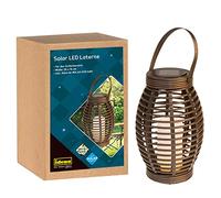 Idena 31243 - Lanterne solaire LED avec lumière blanche chaude, en plastique noir avec anse et bougie LED, module solaire et batterie inclus, pour un éclairage décoratif en extérieur