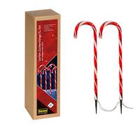 Idena 31348 Sucre d'orge avec 40 LED en forme de sucre d'orge Rouge/blanc 5 bâtons lumineux pour le jardin avec fonction minuteur Fonctionne avec piles Avec piquet de sol Env. 38 cm de haut Décoration