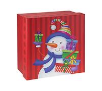 Idena 31476 - Boîte cadeau Bonhomme de neige, dimensions 27x27x14 cm, Noël, Emballage cadeau