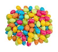 Idena 31489 - Lot de 100 œufs de Pâques de plusieurs couleurs en plastique, avec œillet, 100 pièces, 6 cm chacun, décoration de printemps, bricolage