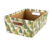 Idena 31493 - Boîte de rangement en carton rigide, panier de rangement avec poignées métalliques, boîte avec motif sapin de Noël d'environ 33 x 22,9 x 12,7 cm
