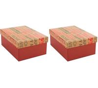 Idena 31510 - Boîte cadeau avec couvercle, dimensions 20 x 15 cm, boîte cadeau rouge pour Noël avec inscription « Frohe Weihnachten » (Joyeux Noël) et « Happy New Year » (Bonne année) (Lot de 2)