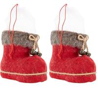 Idena 31611 - Botte de Noël avec Housse en Feutre et Clochette, 14 x 8 x 13,5 cm, Botte de Noël à remplir, Cadeau, Noël, Rouge (Lot de 2)