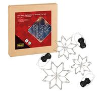 Idena 31810 - LED Deko Metallstern Kristall avec chaîne lumineuse intégrée pour l'extérieur et l'intérieur, 3 étoiles lumineuses en blanc chaud avec pile et fonction minuterie 6 heures