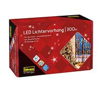 Idena 31856 - Rideau lumineux à 300 LED en blanc chaud, avec minuterie de 8 heures et transformateur, environ 3 x 3 m, pour l'intérieur et l'extérieur, comme décoration pour les fêtes, Noël...