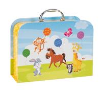 Idena 31915 - Valise pour Enfants avec Motif d'animaux, Valise de Jeu avec poignée métallique, env. 26,5 x 19,5 x 8,7 cm, Valise en Carton avec Fermeture métallique